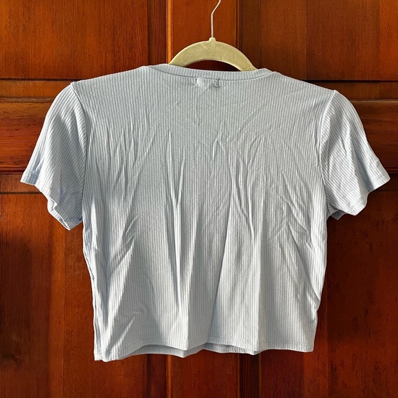 Garage Ribbed Crop Tee size M/ L | Blue Fitted T-Shirt crop top y2k shirt top - Picture 4 of 6